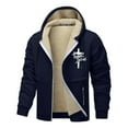 thumbnail image 1 of Men Jesus Hoodie Fleece Lined Zip Up Plus Size Christian Faith Outdoor Heavyweight Jacket With Pockets Hoodies Men Blue S, 1 of 4