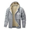 thumbnail image 1 of Men Jesus Hoodie Fleece Lined Zip Up Plus Size Christian Faith Outdoor Heavyweight Jacket With Pockets Hoodies Men Grey XXL, 1 of 4