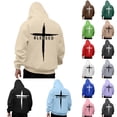 thumbnail image 1 of Men Jesus Hoodies Faith Christian God Bible Verse Cross Religious Pullover Sweatshirts Beige L, 1 of 7