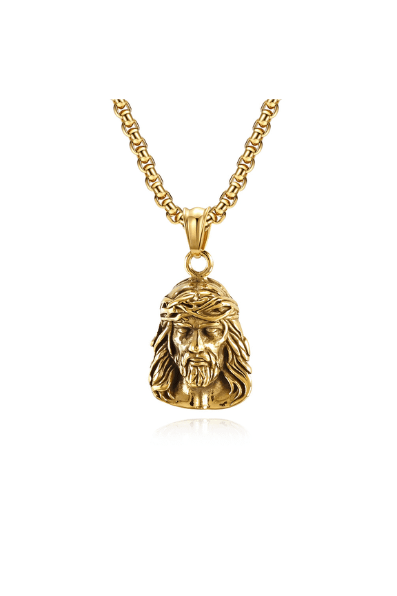 Men Jesus Pendant Statement Necklace Fashion Jewelry 14K Yellow Gold Chain
