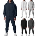 thumbnail image 1 of Men Jogger Outfit Matching Sweat Suits Plus Size Hooded Long Sleeve Men's Fleece Hoodie Sweatpants Casual Sports Black 3XL, 1 of 9