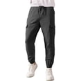 thumbnail image 1 of Men Jogger Pants Drawstring Waist Relaxed Fit Tapered Leg Cargo Style Elastic Cuffs Multiple Pockets Design, 1 of 5