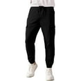 thumbnail image 1 of Men Jogger Pants Drawstring Waist Relaxed Fit Tapered Leg Cargo Style Elastic Cuffs Multiple Pockets Design, 1 of 5