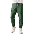 thumbnail image 1 of Men Jogger Pants Drawstring Waist Relaxed Fit Tapered Leg Cargo Style Elastic Cuffs Multiple Pockets Design, 1 of 5