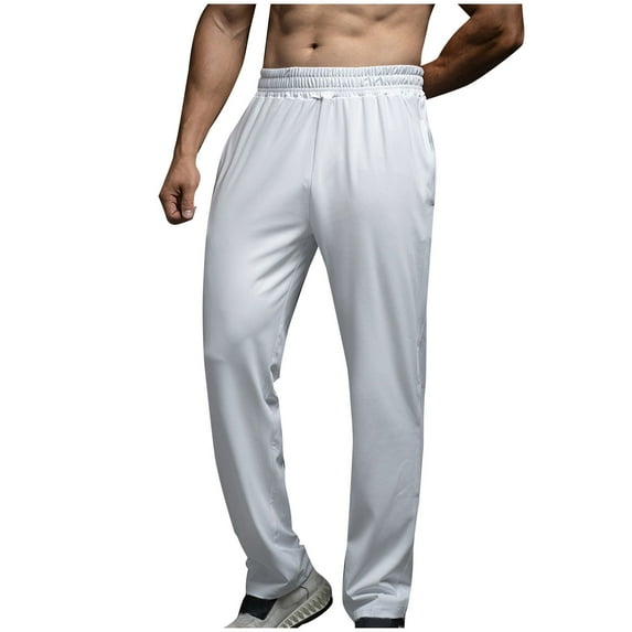Men Jogger Yoga Sweatpants Casual Athletic Elastic Waist Pants Open Bottom Trouser Jersey Knit Pants with Pockets