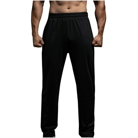 Men Jogger Yoga Sweatpants Casual Athletic Elastic Waist Pants Open Bottom Trouser Jersey Knit Pants with Pockets