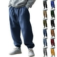 thumbnail image 1 of Men Joggers Solid Color Elastic Waist with Pockets Sweatpants Men's Outdoor Sport Casual Long Trousers Workwear Lounge Pants Black XXL, 1 of 9