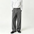thumbnail image 1 of Men Khaki Classic Cut Flat Front Expandable Waist Casual Suit Pants S-XL, 1 of 7