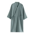 thumbnail image 1 of Men Kimono Robe Cotton Yukata Spa Sauna Bathrobe Sleepwear Japanese Kimono Unisex Loungewear Nightgown Dressing, 1 of 6