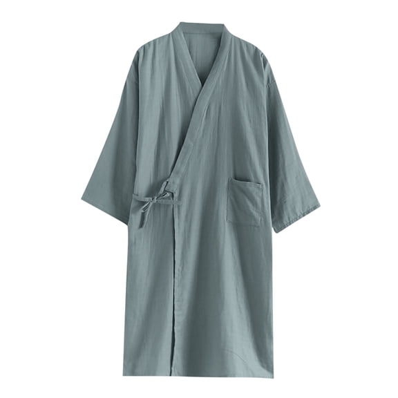 Men Kimono Robe Cotton Yukata Spa Sauna Bathrobe Sleepwear Japanese Kimono Unisex Loungewear Nightgown Dressing