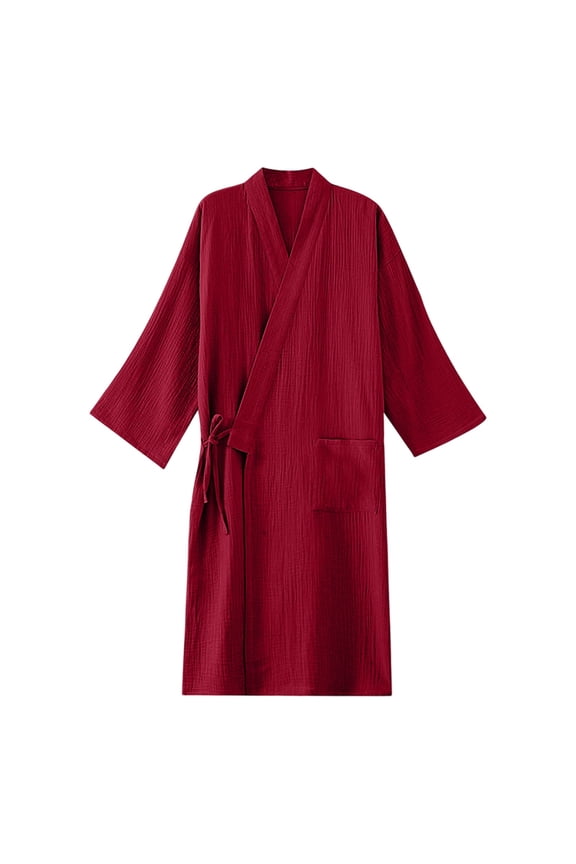Men Kimono Robe Cotton Yukata Spa Sauna Bathrobe Sleepwear Japanese Kimono for Women Loungewear Nightgown Bathrobes Sleepwear M