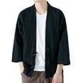 thumbnail image 1 of Men Kimono Tops Coat Loose Horn Buckle Japanese Yukata Outwear Jacket Vintage, 1 of 2