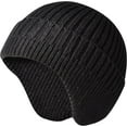 thumbnail image 1 of Men Knitted Hat Women Earflap Winter Hats Mens Wool Cap Warm Skull Cap Slouchy with Ear Warmer Black, 1 of 2