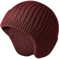 thumbnail image 1 of Men Knitted Hat Women Earflap Winter Hats Mens Wool Cap Warm Skull Cap Slouchy with Ear Warmer Red, 1 of 2