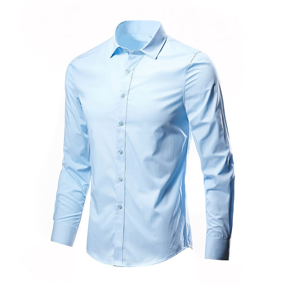 Men Korean Business Casual Long Sleeve Shirt Anti-Wrinkle Male Social Formal  - Walmart.com