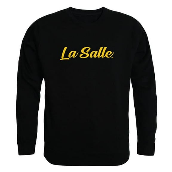 Men La Salle Explorers Script Crew Fleece, Black - Large