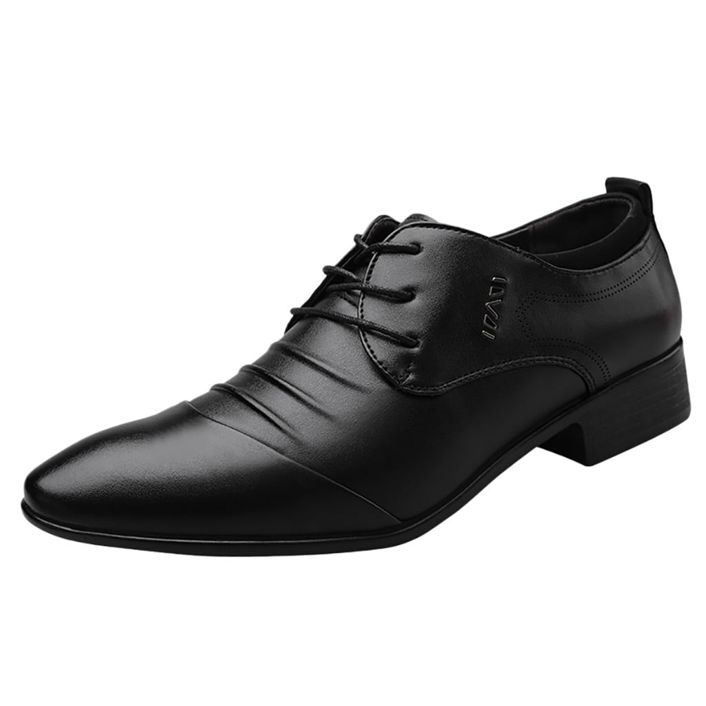 Men Lace Business Leather Shoes Casual Comfortable Wedding Shoe Male ...