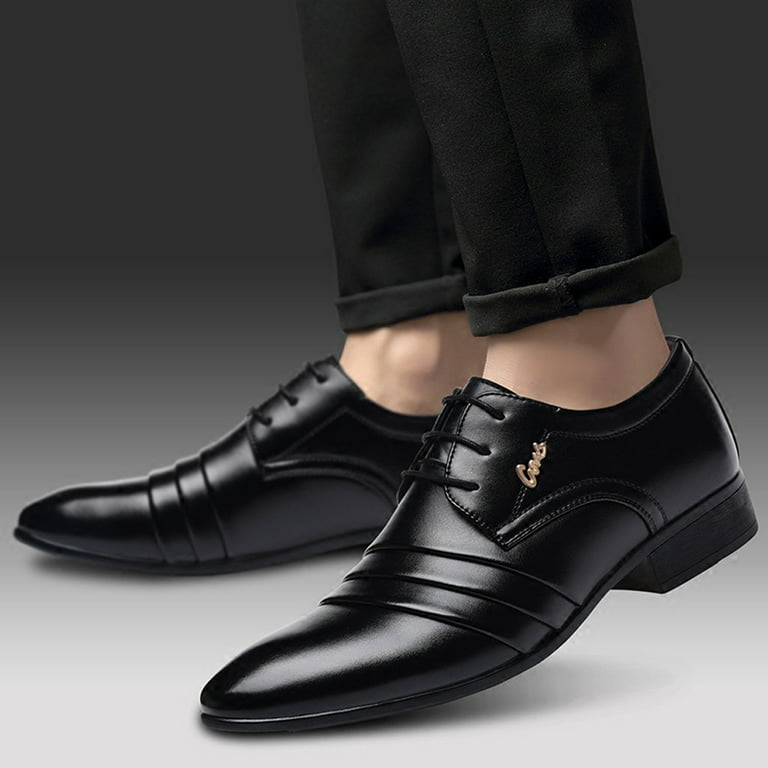  Men's Formal Dress Shoes Square Toe Oxfords Men Suit Male  Wedding Business Shoes Shoes Lace Comfortable Shoe Casual Leather Men's  Leather Shoes Men Black Leather Oxfords Shoes (Black, 7.5)