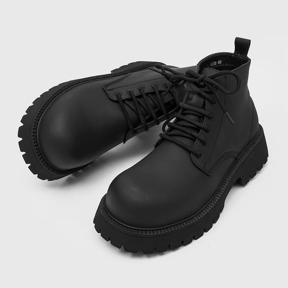 Men Lace‑Up Black Big‑Toe Thick‑Sole Martin Boots
