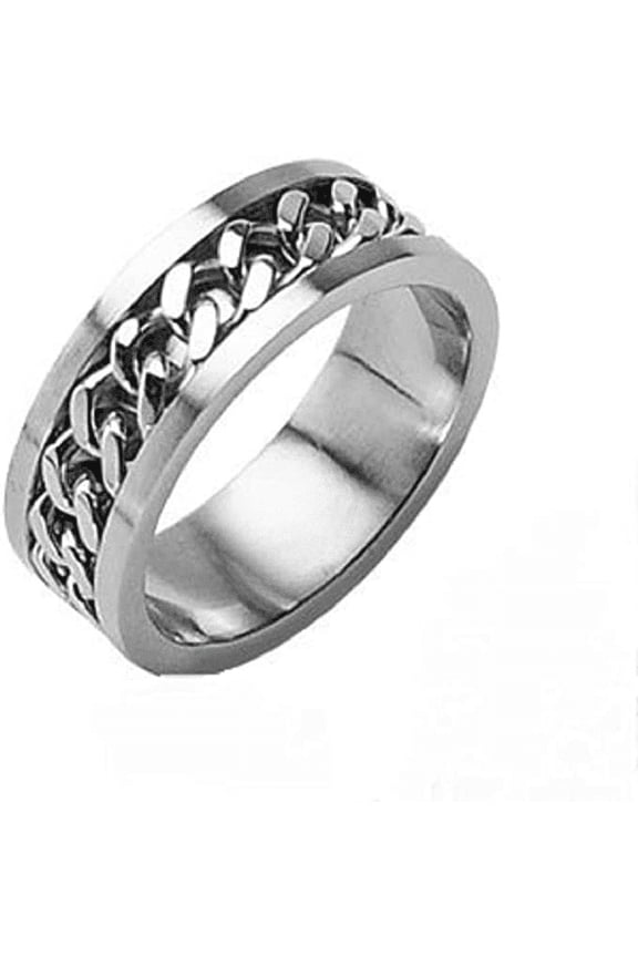 Men / Ladies 316L Surgical Stainless Steel Rings/ Chain Center Size 9