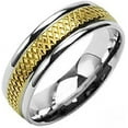 thumbnail image 1 of Men / Ladies 316L Surgical Stainless Steel Rings/Grooved IP Gold Center Ring Size 7, 1 of 2