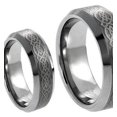 thumbnail image 1 of Men & Ladies 8MM/6MM Tungsten Carbide Wedding Band Ring Set w/Laser Etched Celtic Design, 1 of 4
