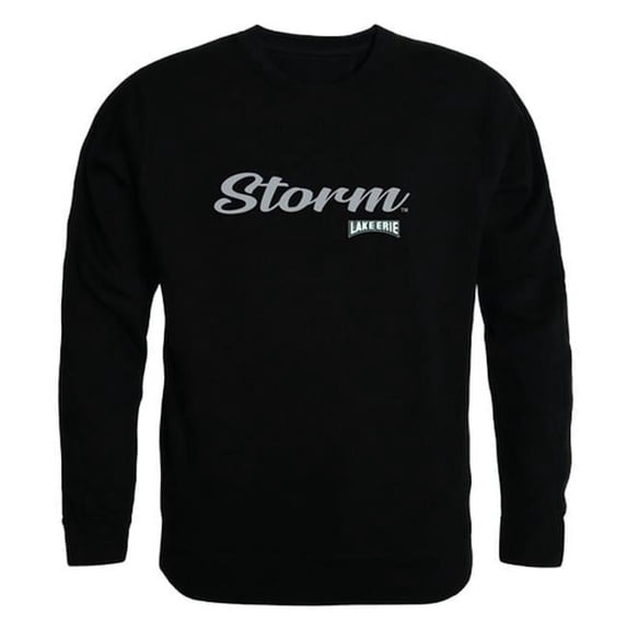 Men Lake Erie Storm Script Crew Fleece, Black - Medium