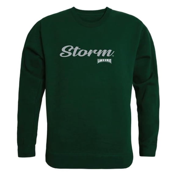 Men Lake Erie Storm Script Crew Fleece, Forest Green - 2XL