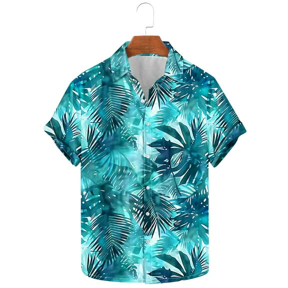 Men Lapel Neck Blouses Buton Down Blouses Shirt Short Sleeve Top Outfits Summe Comfy Clothing