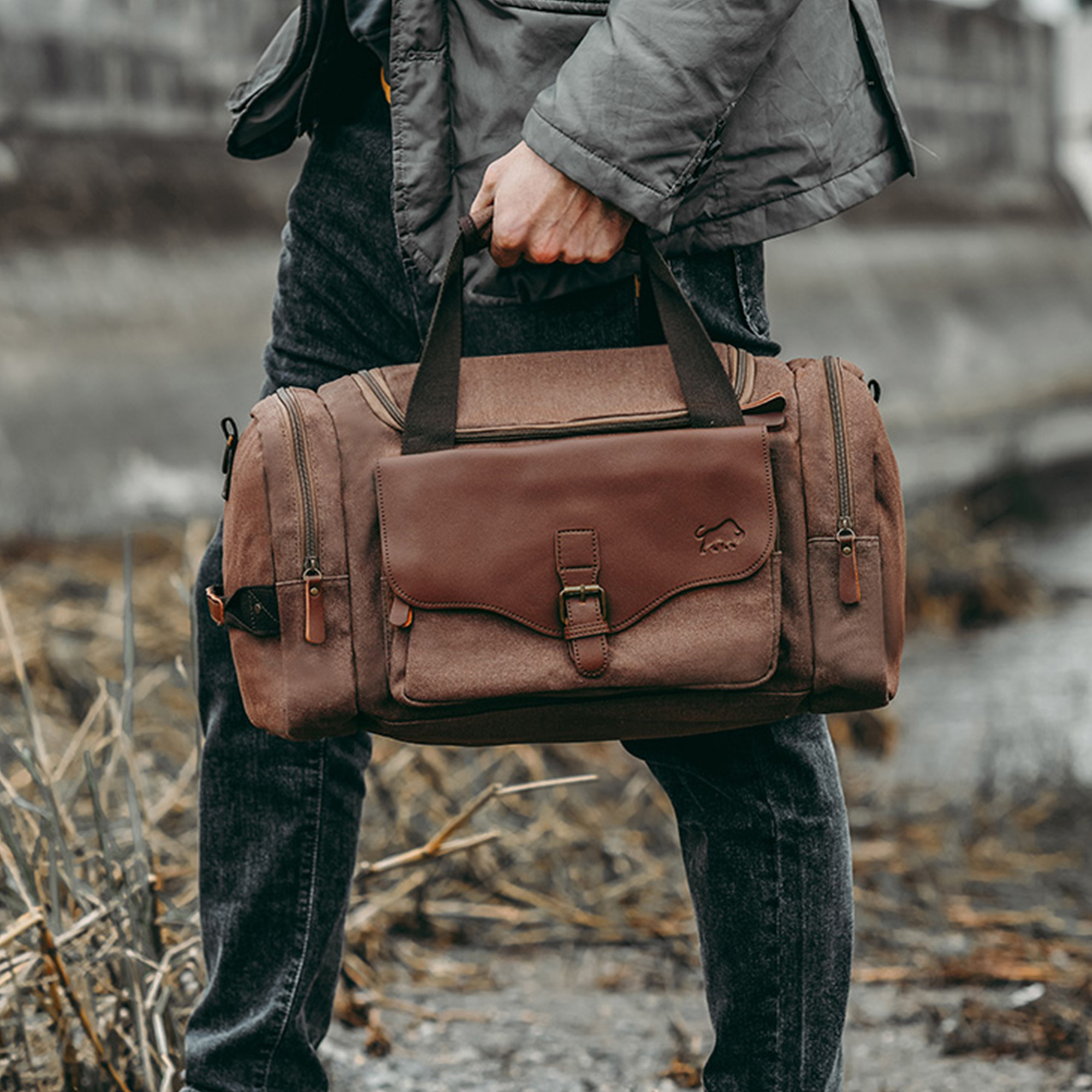 Men Large Capacity Canvas Multifunction Carry on Bag Tote Travel