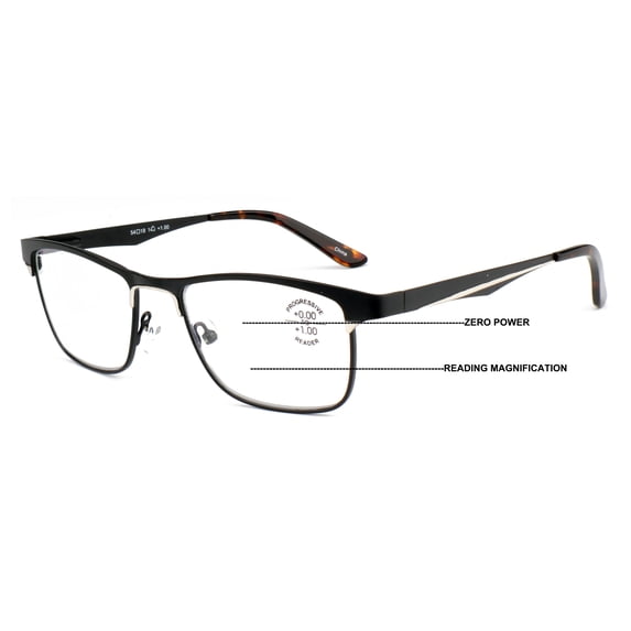 Zero Power Spectacles Men Large Metal Frame Clear Progressive Reading Glasses - Zero Power On ...