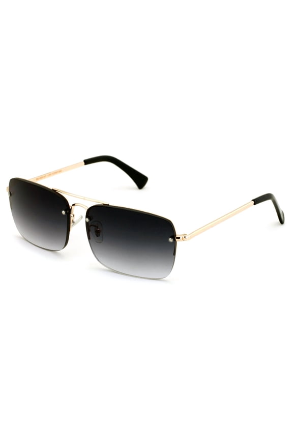 Men Large Outdoor Sunglasses Metal Rimless Aviator Reading Glasses - Big Lens Rectangular Tinted Readers