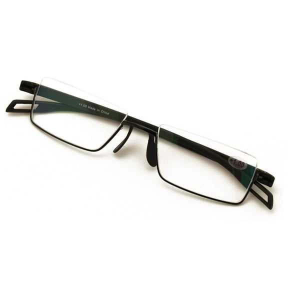 Men Large Wide Featherweight Slim Half Rim Memory Flex Reading Glasses - Anti-reflective AR Coating With Extended Temple +1.75