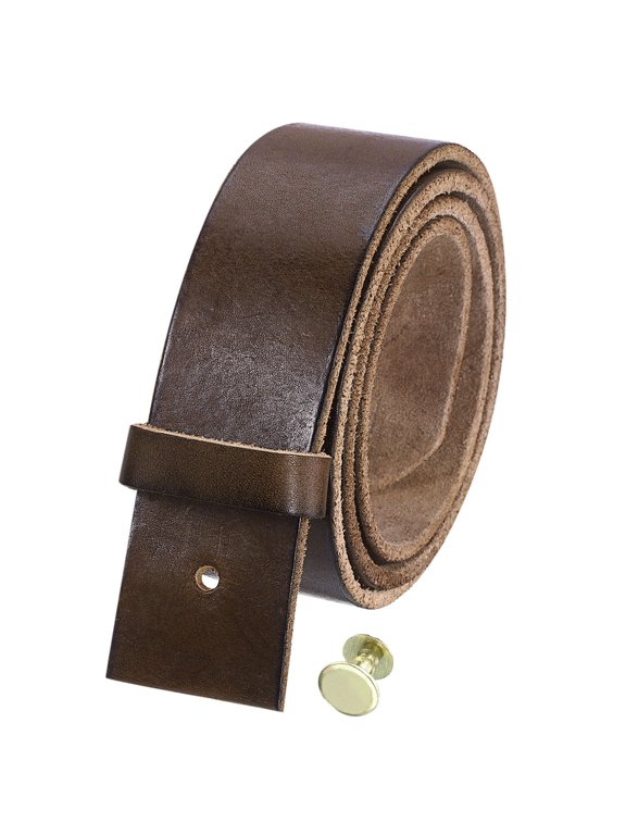 Men Leather Belt Strap, 1.5" Width with Snap for Pin Buckle Belts (105cm, Coffee)