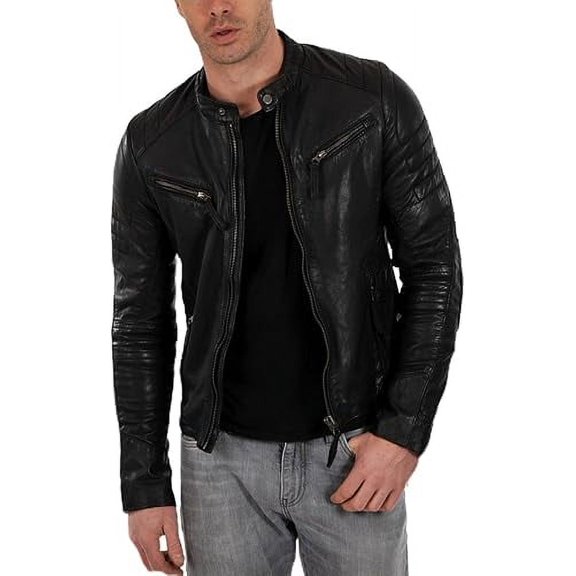 Men Leather Black Jacket Coat Motorcycle Biker Slim Fit Outwear Jackets A851