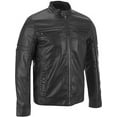 thumbnail image 1 of Men Leather Black Jacket Coat Motorcycle Biker Slim Fit Outwear Jackets A867, 1 of 3