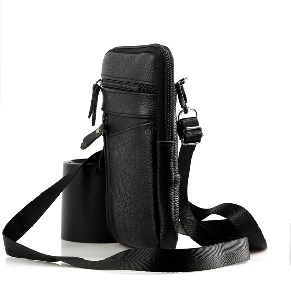 Men Leather Cell Phone Loop Belt Bag Waist Holster Pack Shoulder Pouch Crossbody