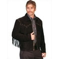 thumbnail image 1 of Men Leather Fringe Jacket - Black Boar Suede, Xxl, 1 of 1
