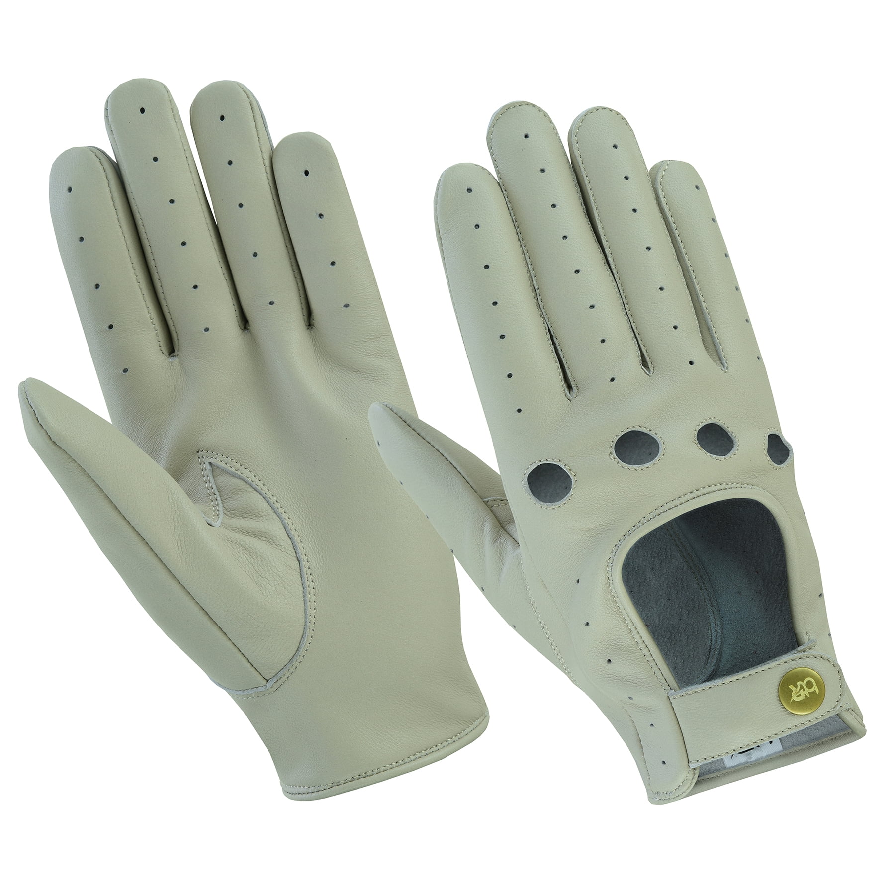 Men Leather Gloves Leather Driving Gloves Chauffeur 100% Genuine Lambskin Leather Full Finger Car Driving Motorcycle Bikers Riding Gloves Bone White-2XL