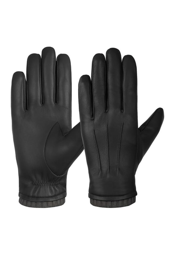 Men Leather Gloves Winter Gloves Warm Thermal Wool Fleece Lined Driving Dress Gloves