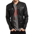 thumbnail image 1 of Men Leather Jacket Coat Motorcycle Biker Black Slim Fit Outwear Jackets A476, 1 of 3