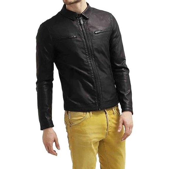 Men Leather Jacket Coat Motorcycle Biker Slim Fit Outwear Jackets A163