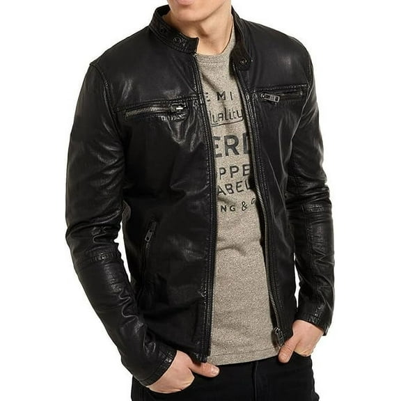 Men Leather Jacket New 100% Genuine Soft Black Lambskin Slim Biker A478