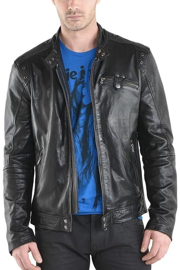 Men Leather Jacket New 100% Genuine Soft Lambskin Slim Biker Bomber Coat A181