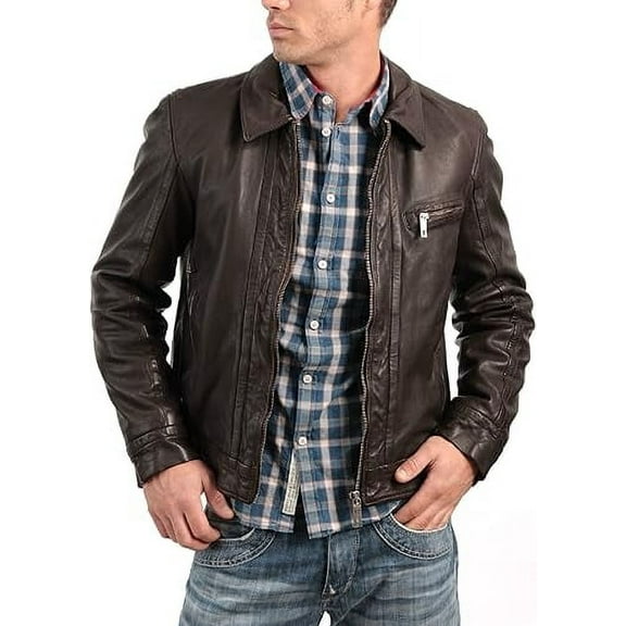 Men Leather Jacket New 100% Genuine Soft Lambskin Slim Biker Bomber Coat A183