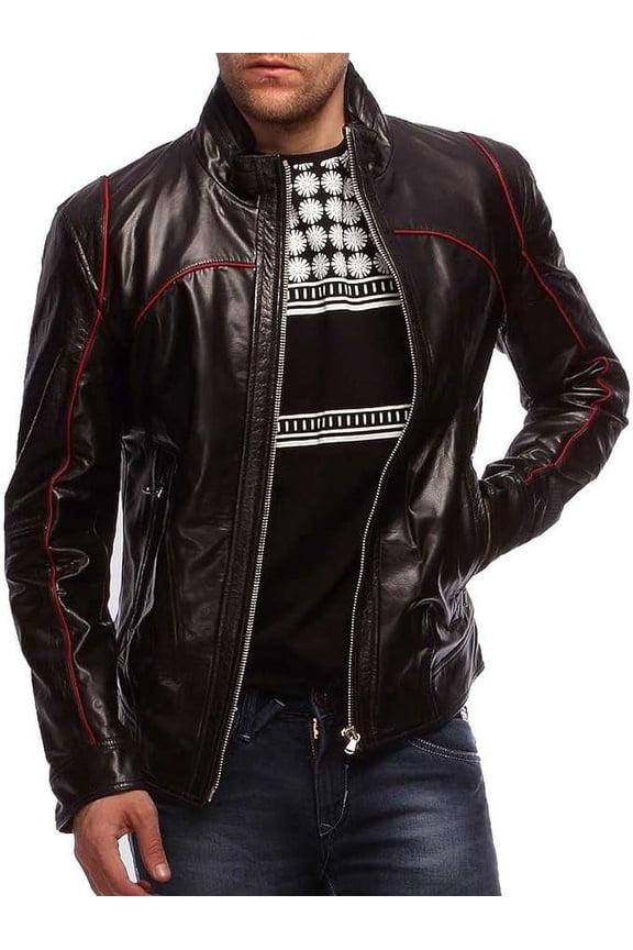 Men Leather Jacket New 100% Genuine Soft Lambskin Slim Biker Bomber Coat A184