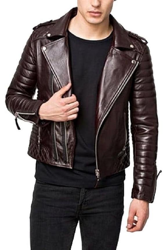 Men Leather Jacket New 100% Genuine Soft Lambskin Slim Biker Bomber Coat A188