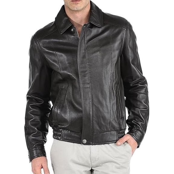 Men Leather Jacket New 100% Genuine Soft Lambskin Slim Biker Coat A386