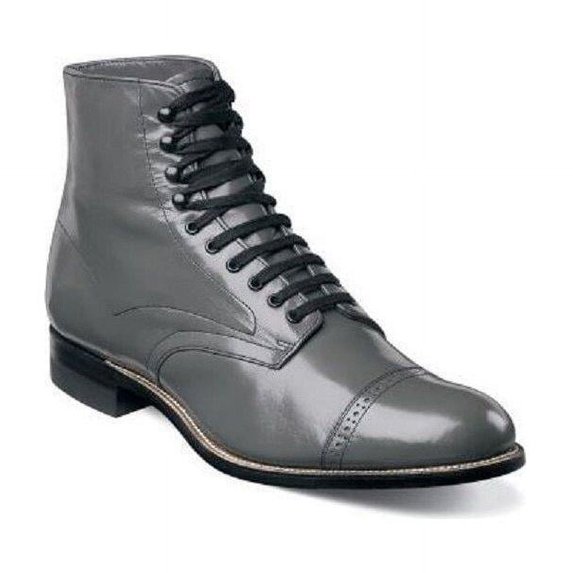 Men Leather Stacy Adams Madison Ankle Boot Biscuit High top 00015-10 Gray