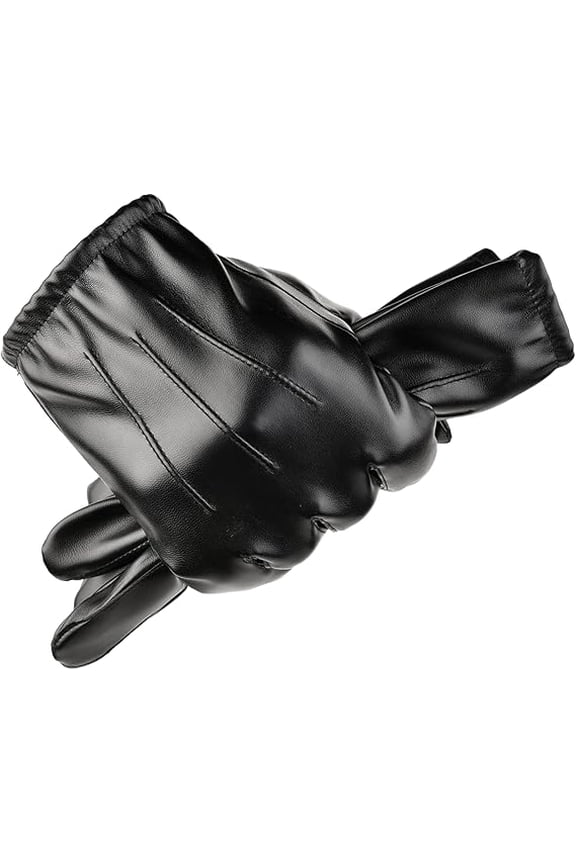 Men Leather Touchscreen Gloves Warm - Winter PU Leather Gloves for Dress Party Outdoor Driving